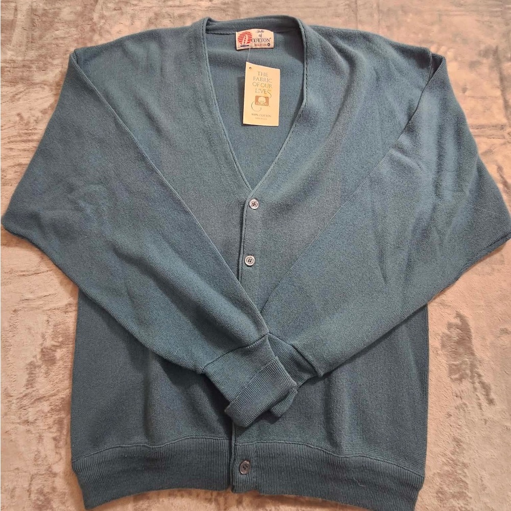NWT Vintage Isle Of Cotton Grandpa Button‎ Cardigan Sweater Size XL Made In USA